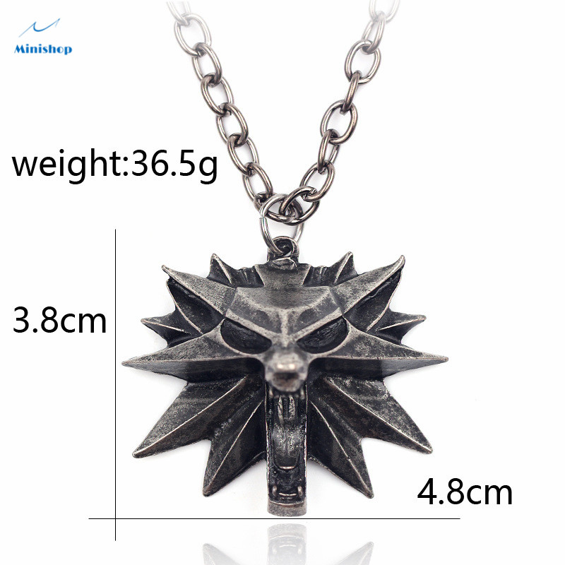 Witcher 3 Wizard 3 Wolf Head Pendant Necklace for Men Boy Fashion Hiphop T-shirt Watches Accessories
