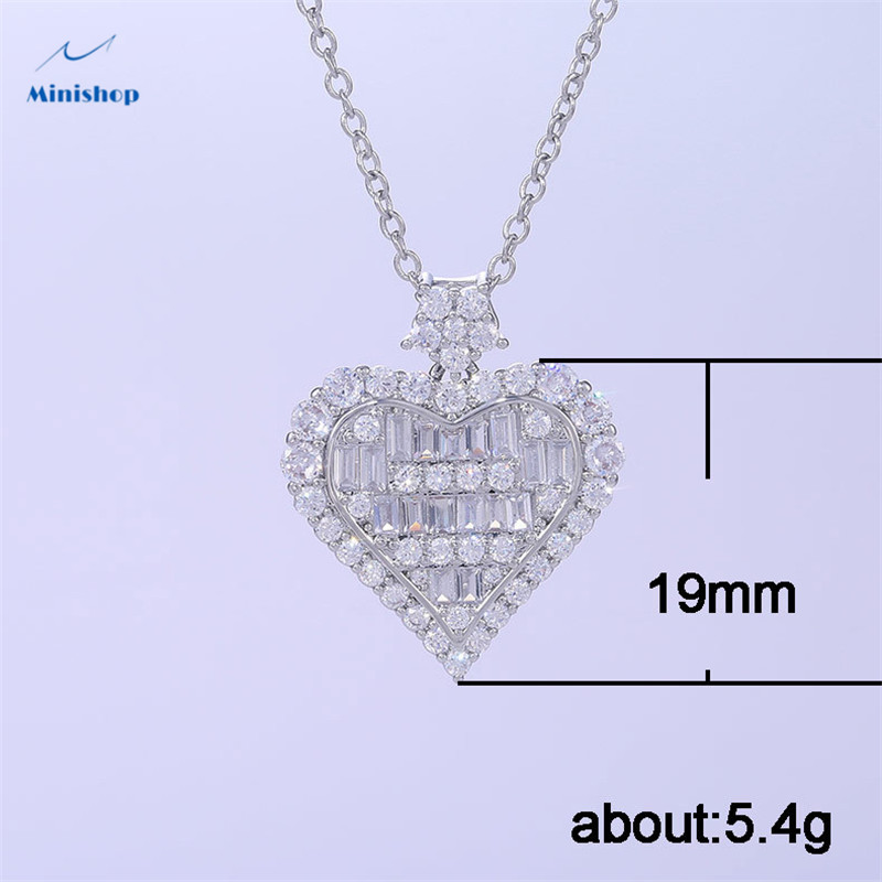 Women Heart-shaped Diamond Pendent Lady Necklace Engagement Clavicle Dress Accessories Jewelry