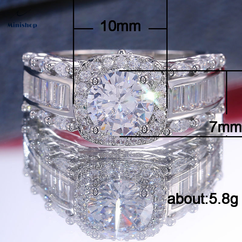 Women Fashion Engagement Wedding Ring Princess Style Diamond Ring Lady Dress Accessories Jewelry
