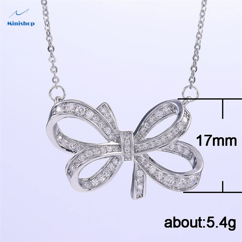 Bowknot Pendent Women Fashion New Necklace Lady Vogue Joker Clavicle Chain Dress Watch Accessories