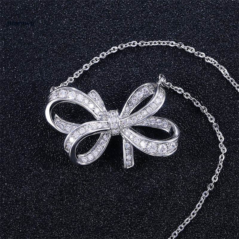 Bowknot Pendent Women Fashion New Necklace Lady Vogue Joker Clavicle Chain Dress Watch Accessories