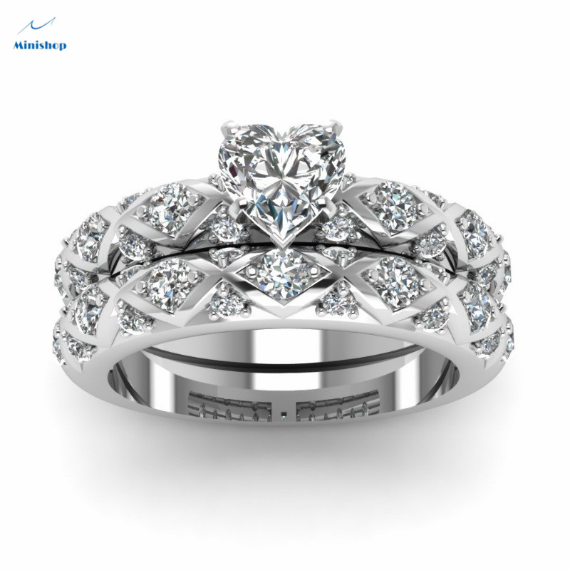 Women New Fashion Ring Peach Zircon Diamond  Office Lady Lovers Rings Dress Watch Accessories