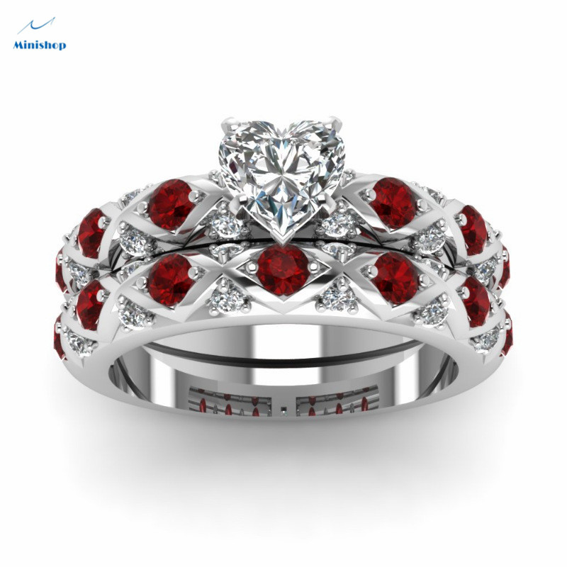 Women New Fashion Ring Peach Zircon Diamond  Office Lady Lovers Rings Dress Watch Accessories