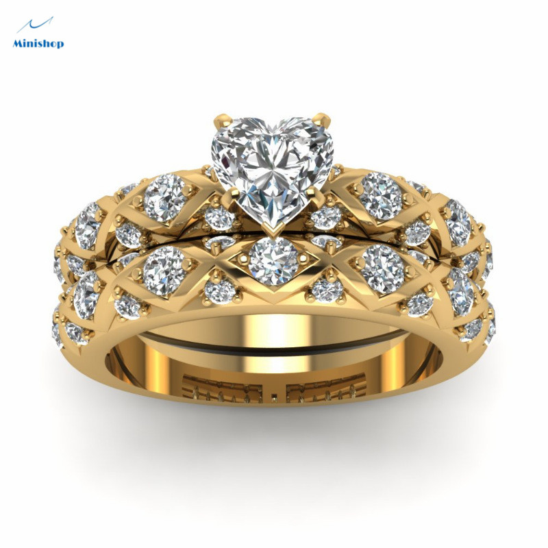 Women New Fashion Ring Peach Zircon Diamond  Office Lady Lovers Rings Dress Watch Accessories