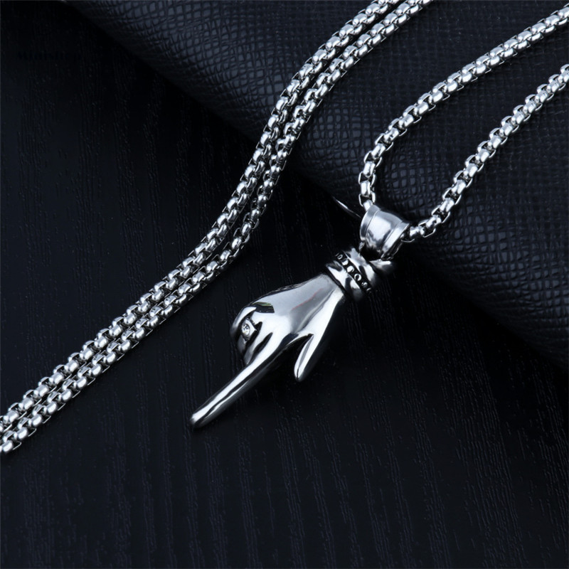 Men New Pendant Finger Chain Boy Necklace Fashion Ins Pendant T-shirt Watch Accessories Jewelry