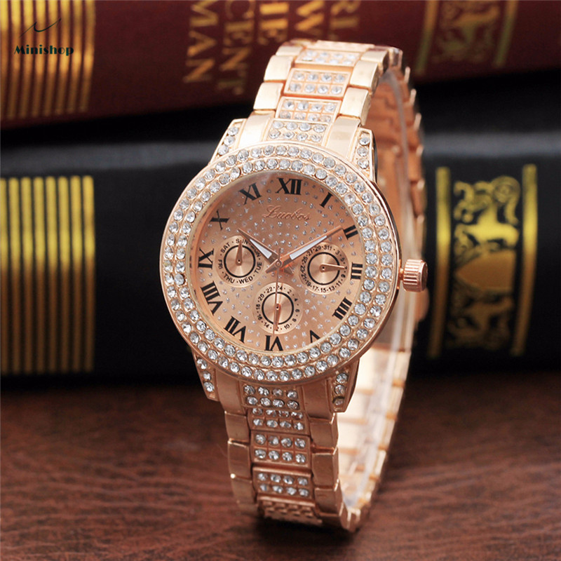 Roman Scale Diamond Steel Belt Women's Watch Lady Fashion High Glass  Quartz Watch Dress Accessories