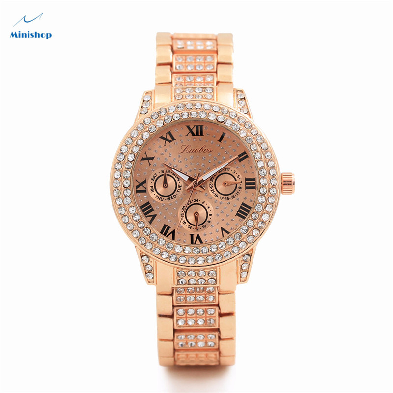 Roman Scale Diamond Steel Belt Women's Watch Lady Fashion High Glass  Quartz Watch Dress Accessories