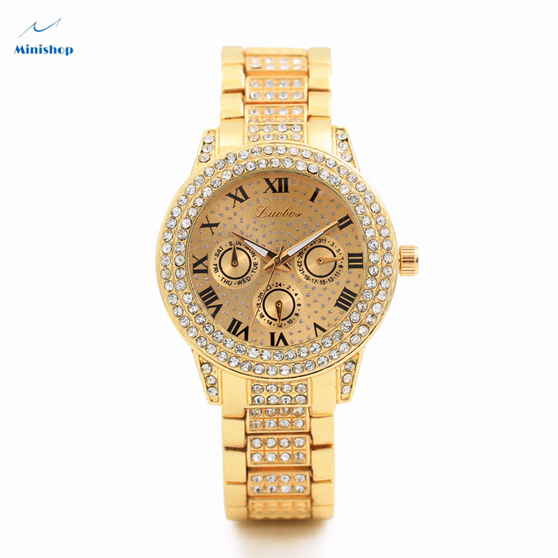 Roman Scale Diamond Steel Belt Women's Watch Lady Fashion High Glass  Quartz Watch Dress Accessories