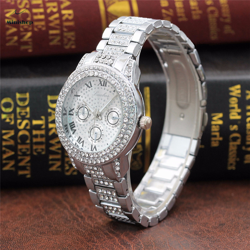 Roman Scale Diamond Steel Belt Women's Watch Lady Fashion High Glass  Quartz Watch Dress Accessories