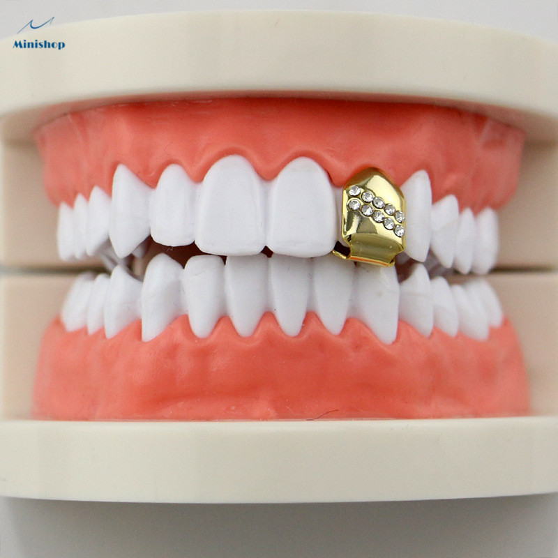 Hiphop Teeth Bling Grillz Punk Single Tooth Grills Men&amp;Women Braces Jewelry