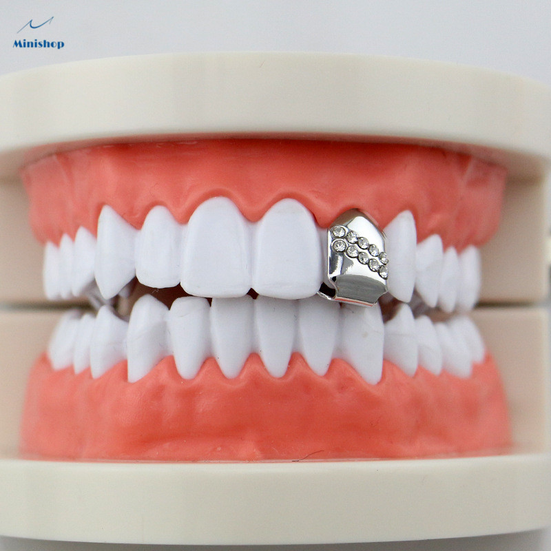 Hiphop Teeth Bling Grillz Punk Single Tooth Grills Men&amp;Women Braces Jewelry