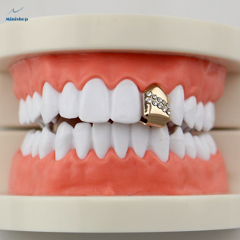 Hiphop Teeth Bling Grillz Punk Single Tooth Grills Men&amp;Women Braces Jewelry