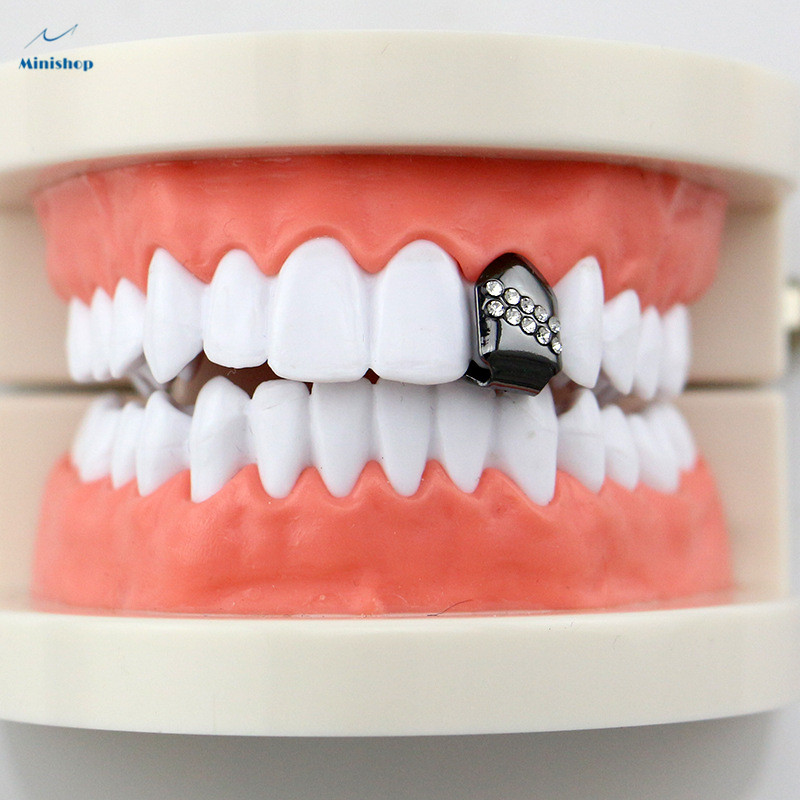 Hiphop Teeth Bling Grillz Punk Single Tooth Grills Men&amp;Women Braces Jewelry