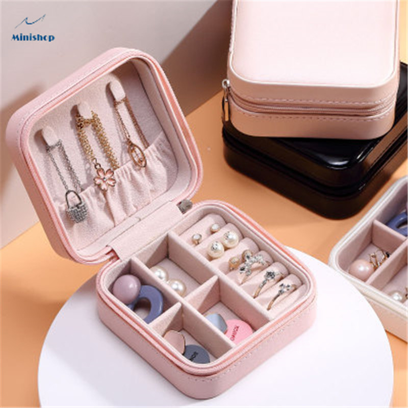 Women Simple Portable Jewelry Box Jewelry Storage Bag Bracelet Lady Ear Stud Ring Storage Box