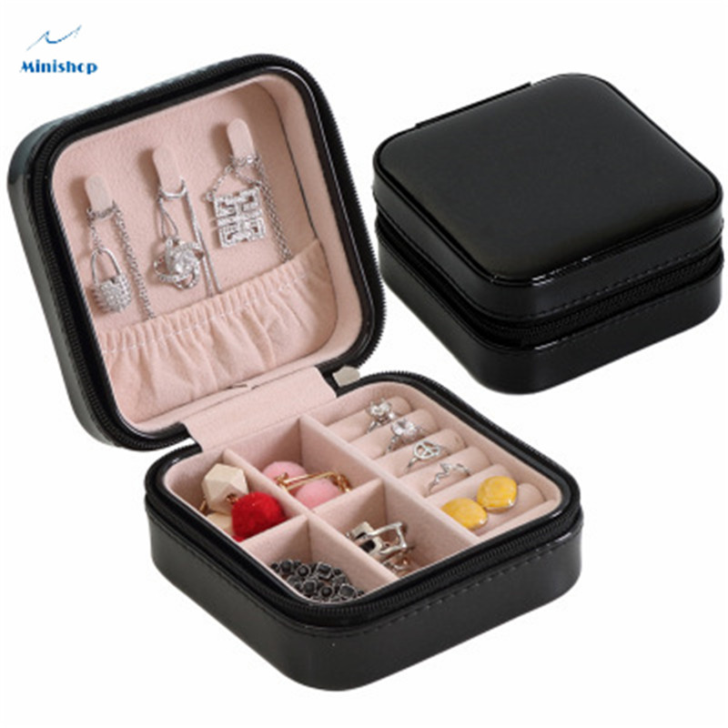 Women Simple Portable Jewelry Box Jewelry Storage Bag Bracelet Lady Ear Stud Ring Storage Box