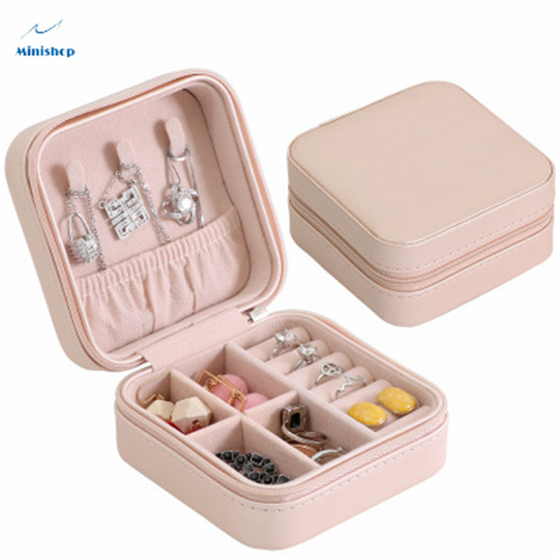 Women Simple Portable Jewelry Box Jewelry Storage Bag Bracelet Lady Ear Stud Ring Storage Box