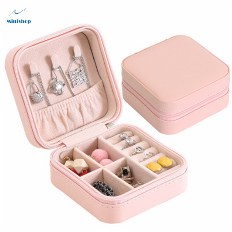 Women Simple Portable Jewelry Box Jewelry Storage Bag Bracelet Lady Ear Stud Ring Storage Box