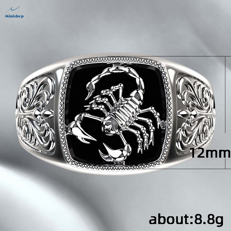 Men Decorative Pattern Individual Plating Scorpion Modeling Ring Black Ring Watch Accessories