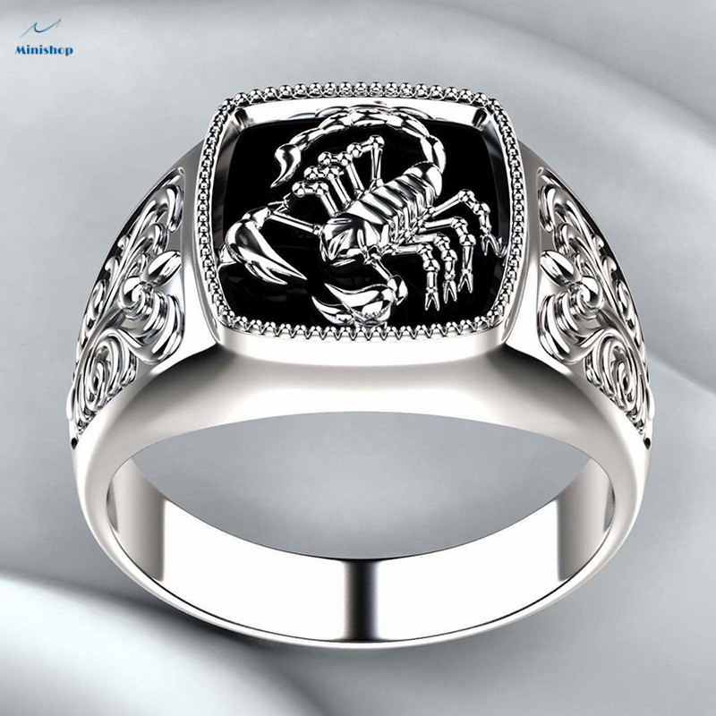 Men Decorative Pattern Individual Plating Scorpion Modeling Ring Black Ring Watch Accessories
