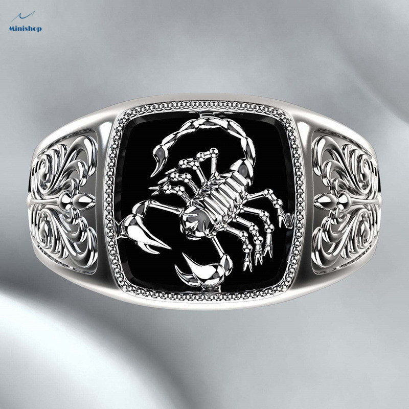 Men Decorative Pattern Individual Plating Scorpion Modeling Ring Black Ring Watch Accessories