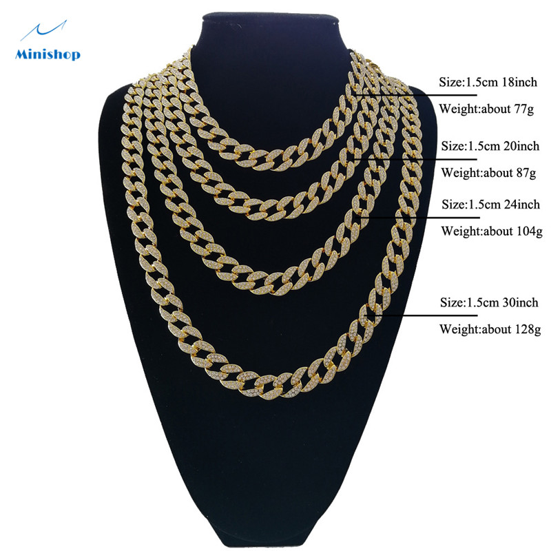 Men Fashion Iced Out Necklace Cuban Style Hip Hop  Cuban Necklace Pendent Watch Accessories