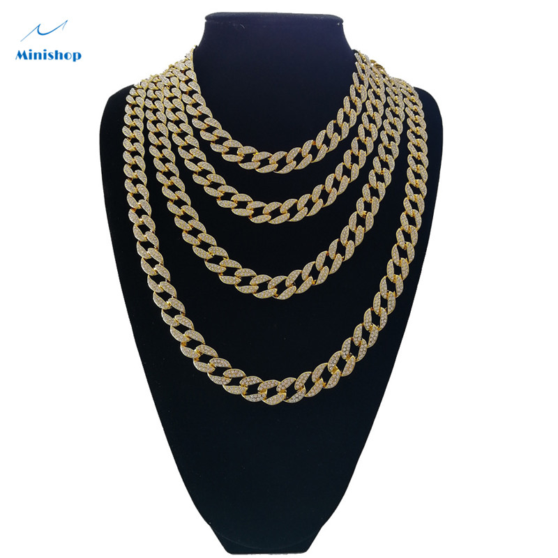 Men Fashion Iced Out Necklace Cuban Style Hip Hop  Cuban Necklace Pendent Watch Accessories