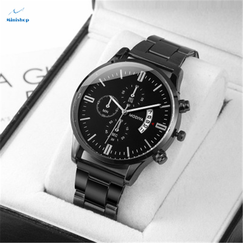 Men New Fashion Steel Strap Watches Men Three - eye Large Window Calendar Men's Watch