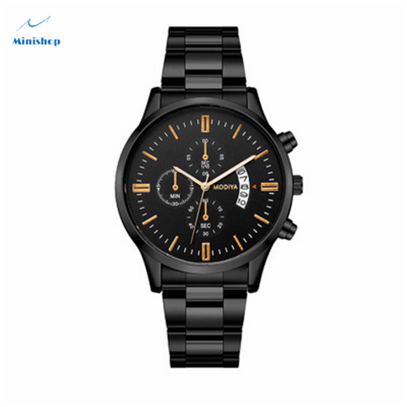 Men New Fashion Steel Strap Watches Men Three - eye Large Window Calendar Men's Watch
