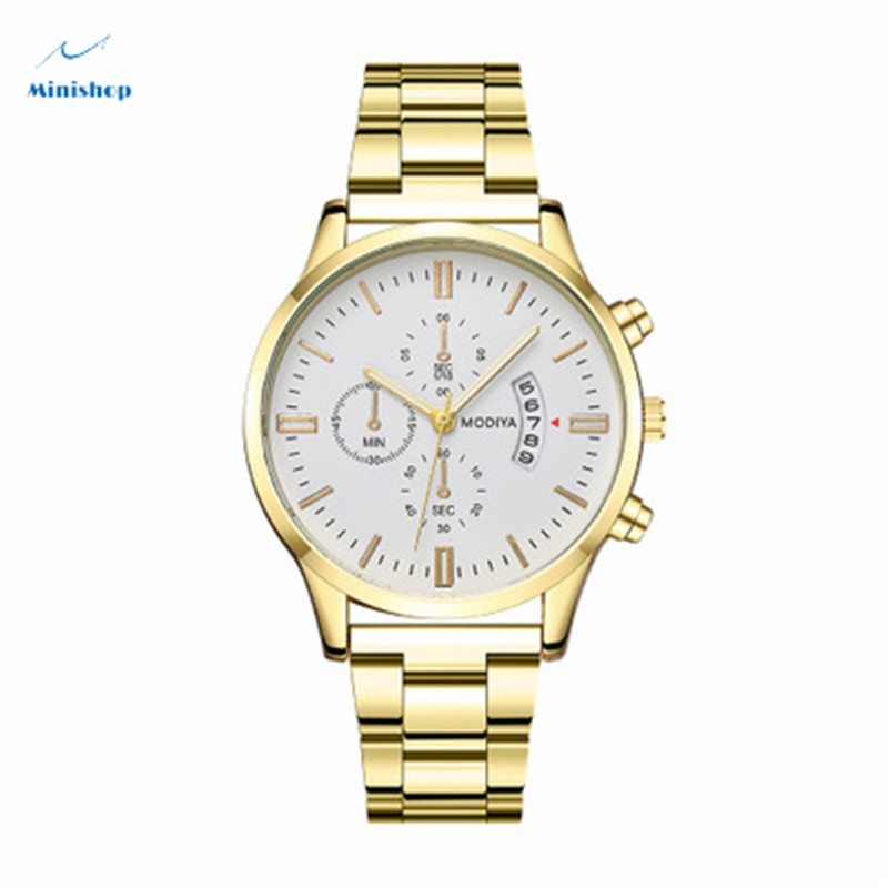 Men New Fashion Steel Strap Watches Men Three - eye Large Window Calendar Men's Watch