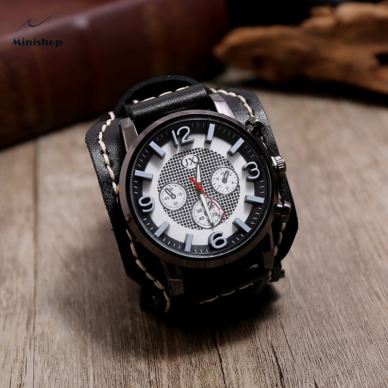 Men Retro Leather Watch Bracelet Fashion punk Style Hip-hop Bracelet Accessories Suit jewelry