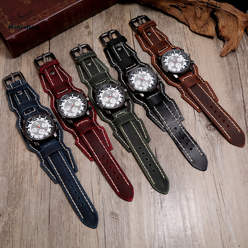 Men Retro Leather Watch Bracelet Fashion punk Style Hip-hop Bracelet Accessories Suit jewelry