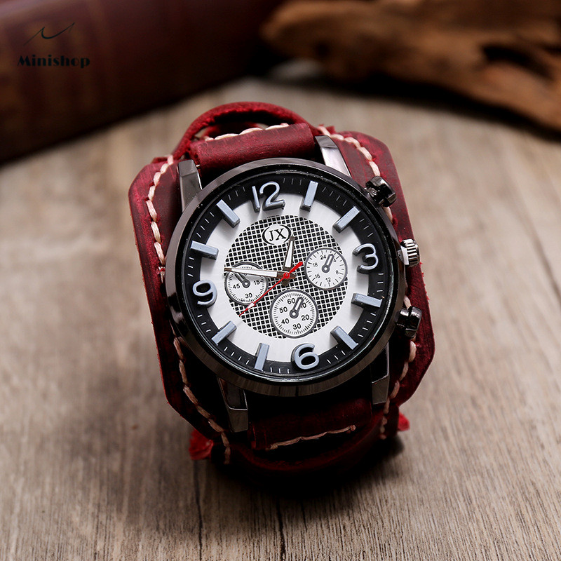 Men Retro Leather Watch Bracelet Fashion punk Style Hip-hop Bracelet Accessories Suit jewelry