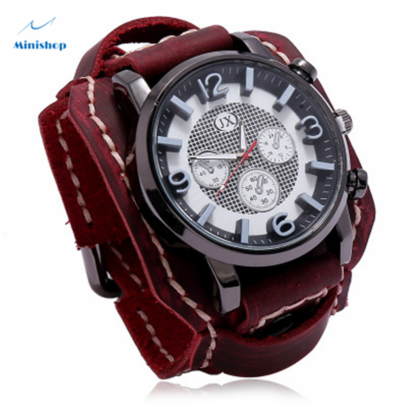 Men Retro Leather Watch Bracelet Fashion punk Style Hip-hop Bracelet Accessories Suit jewelry