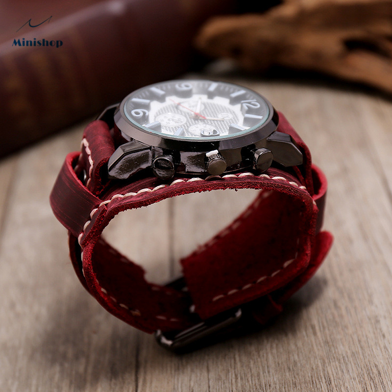 Men Retro Leather Watch Bracelet Fashion punk Style Hip-hop Bracelet Accessories Suit jewelry
