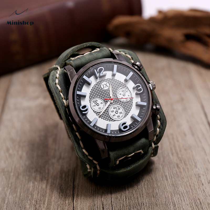 Men Retro Leather Watch Bracelet Fashion punk Style Hip-hop Bracelet Accessories Suit jewelry