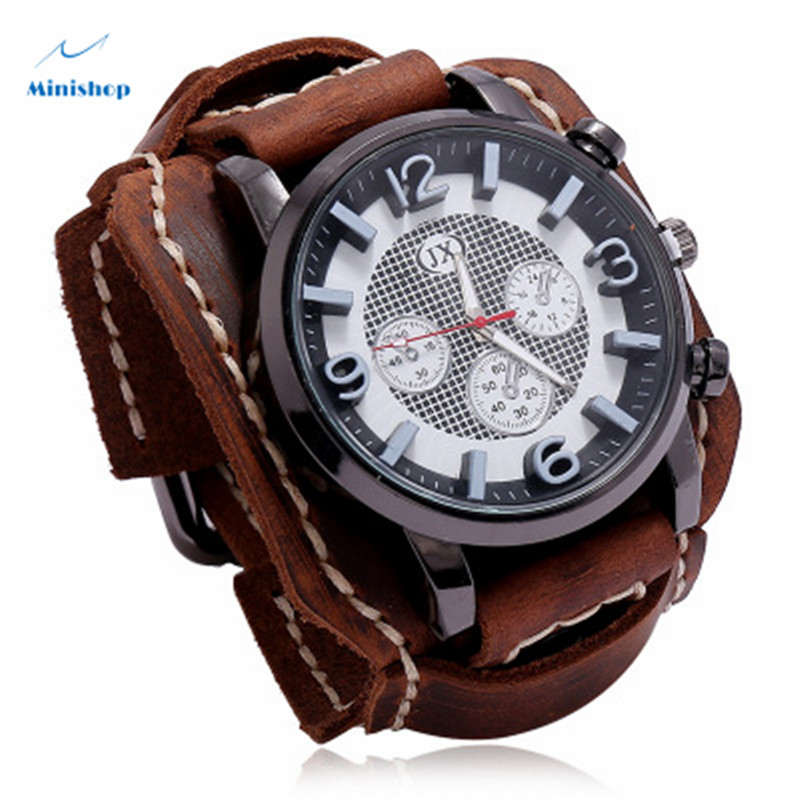 Men Retro Leather Watch Bracelet Fashion punk Style Hip-hop Bracelet Accessories Suit jewelry