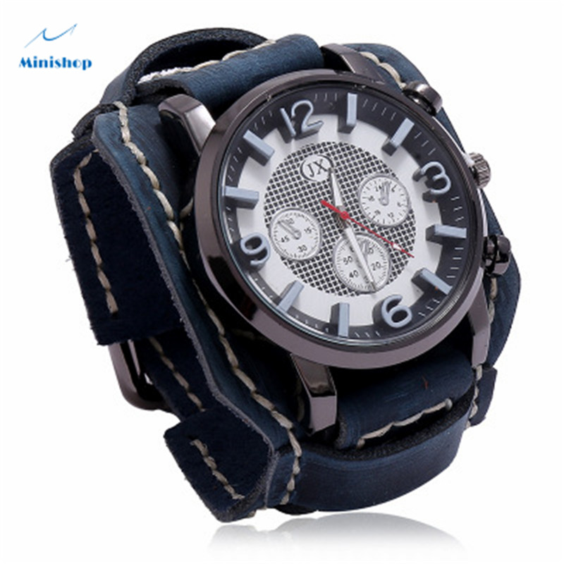 Men Retro Leather Watch Bracelet Fashion punk Style Hip-hop Bracelet Accessories Suit jewelry