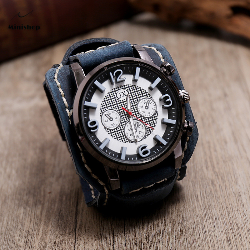 Men Retro Leather Watch Bracelet Fashion punk Style Hip-hop Bracelet Accessories Suit jewelry