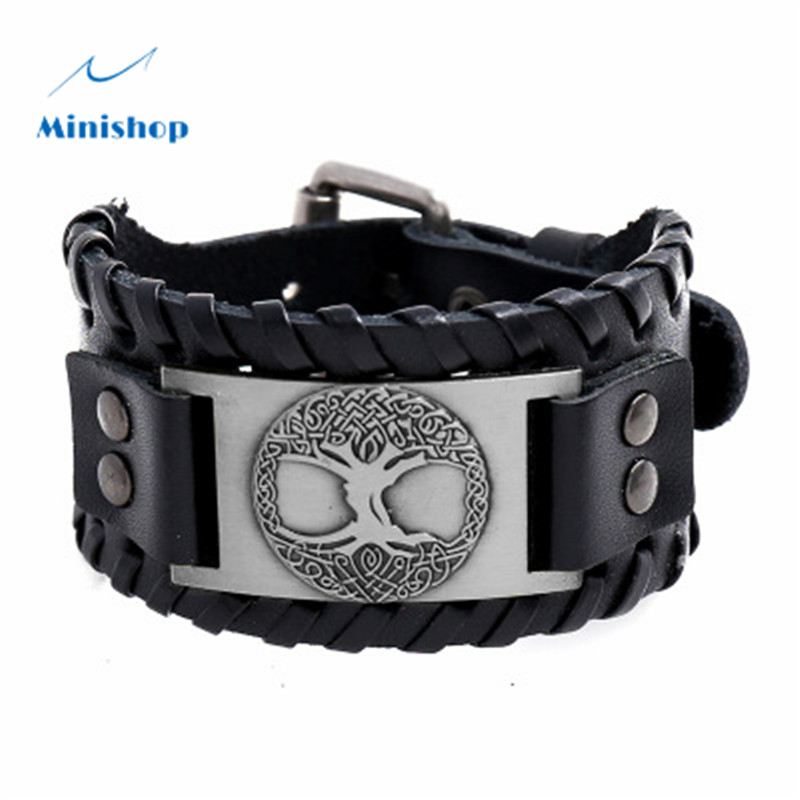 Men Hot Style Accessories Vicki Totem Lucky Treeskin Bracelet Retro Braid Punk Leather Bracelet
