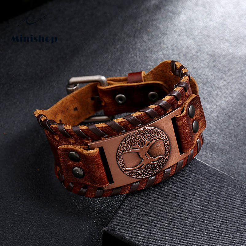 Men Hot Style Accessories Vicki Totem Lucky Treeskin Bracelet Retro Braid Punk Leather Bracelet