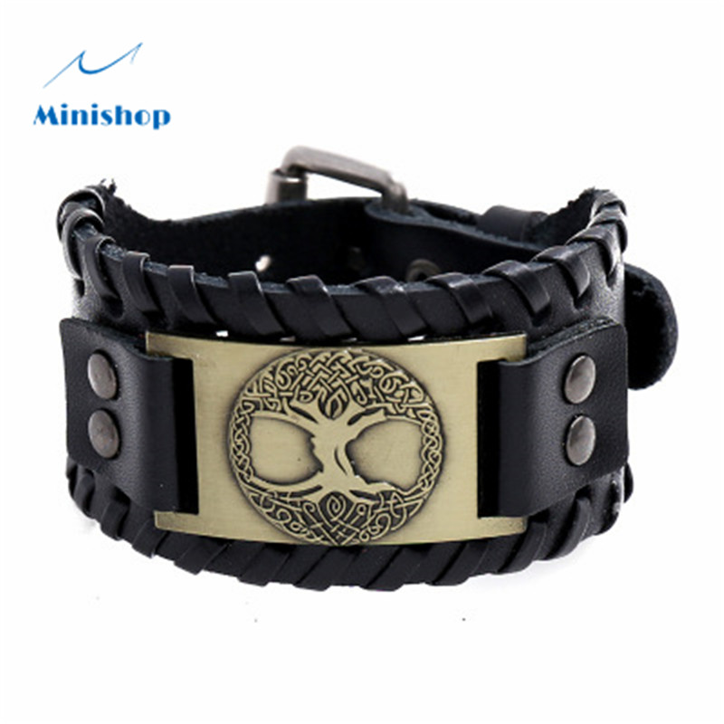 Men Hot Style Accessories Vicki Totem Lucky Treeskin Bracelet Retro Braid Punk Leather Bracelet