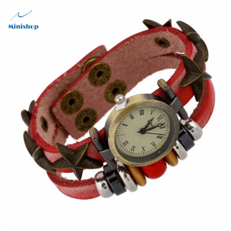 Men and Women New Vintage Leather Bracelet Watch Leaf Bracelet Watch Jewelry Accessories