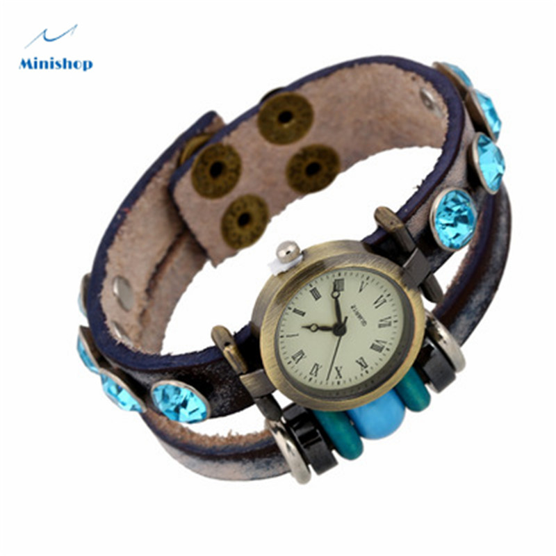 Men and Women New Vintage Leather Bracelet Watch Leaf Bracelet Watch Jewelry Accessories