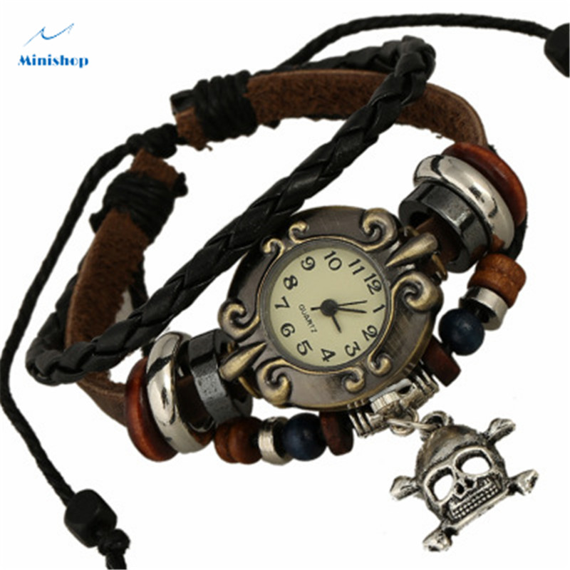 Women and Men's Watch Fashion Retro  Leather Bracelet Watch Personality trend Watch Accessories