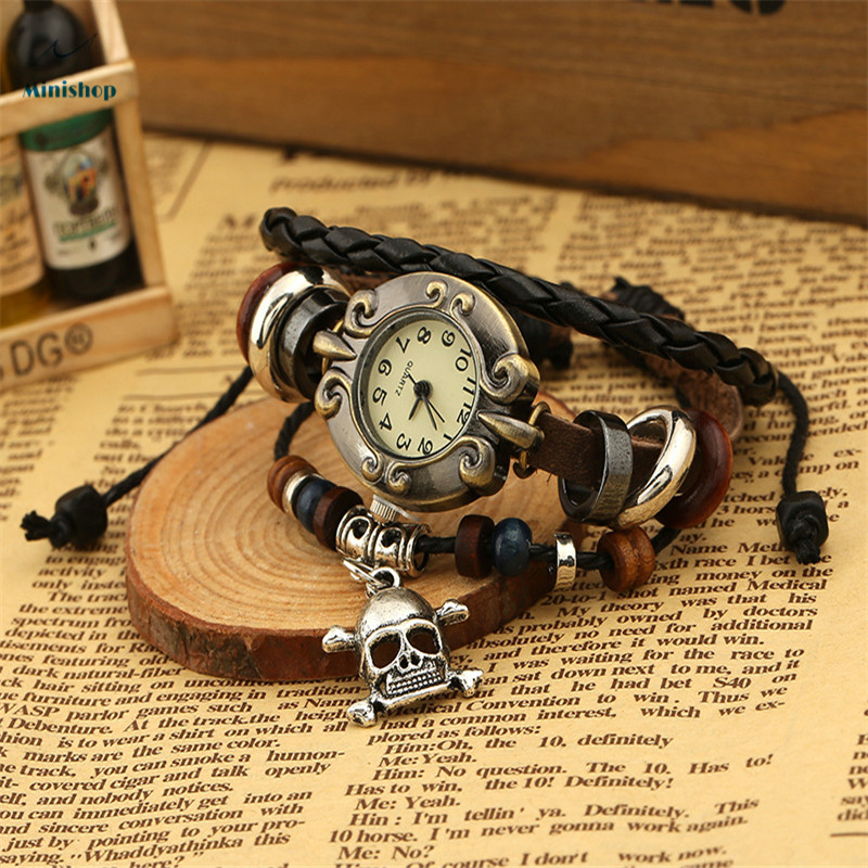 Women and Men's Watch Fashion Retro  Leather Bracelet Watch Personality trend Watch Accessories