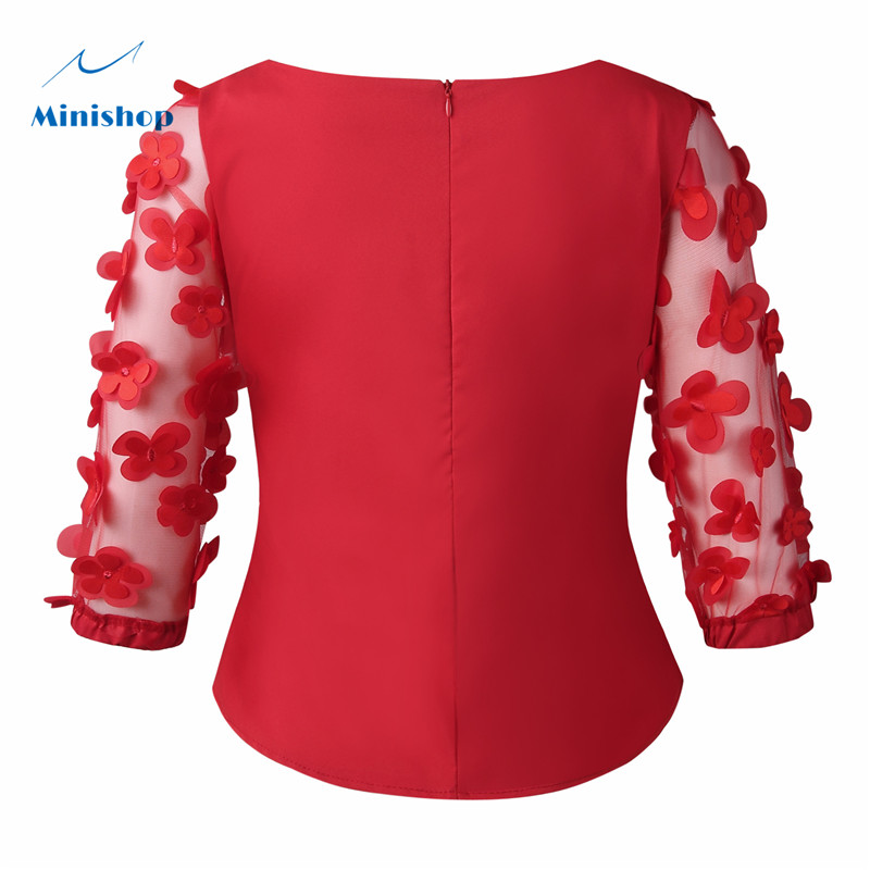 2020 New  Fashion African Women Dress with Bow Shirt Middle Chiffon  Slevee  Office Lady Causal Top
