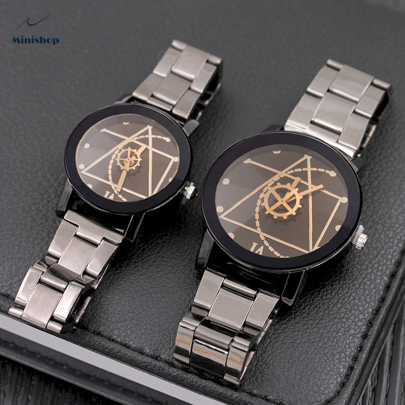Compass Turntable Gear Steel Strap Men and Women‘'s Watch Lovers Quartz Watch Non-mechanical Watch