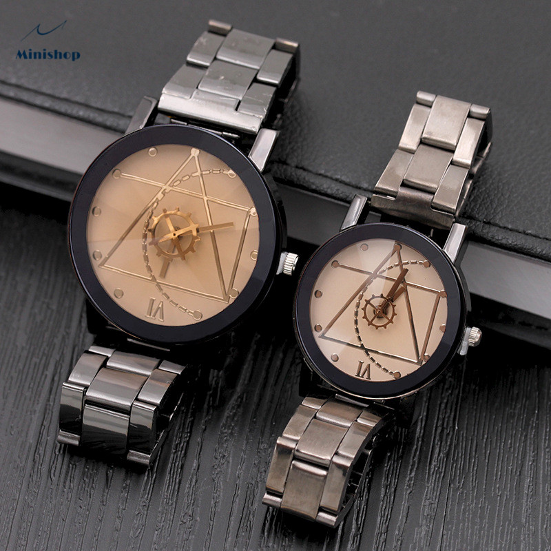 Compass Turntable Gear Steel Strap Men and Women‘'s Watch Lovers Quartz Watch Non-mechanical Watch