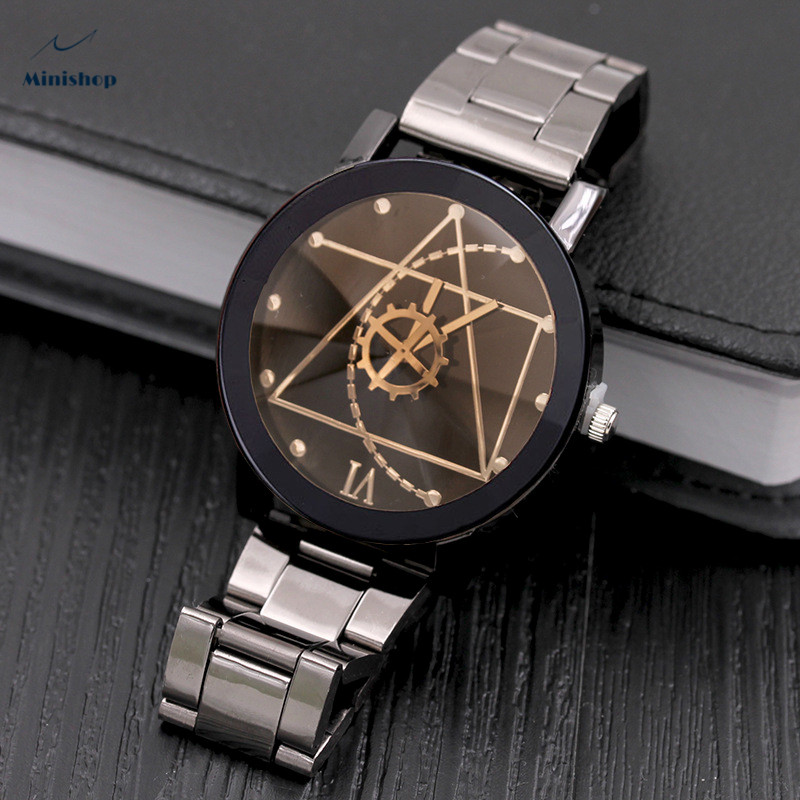 Compass Turntable Gear Steel Strap Men and Women‘'s Watch Lovers Quartz Watch Non-mechanical Watch