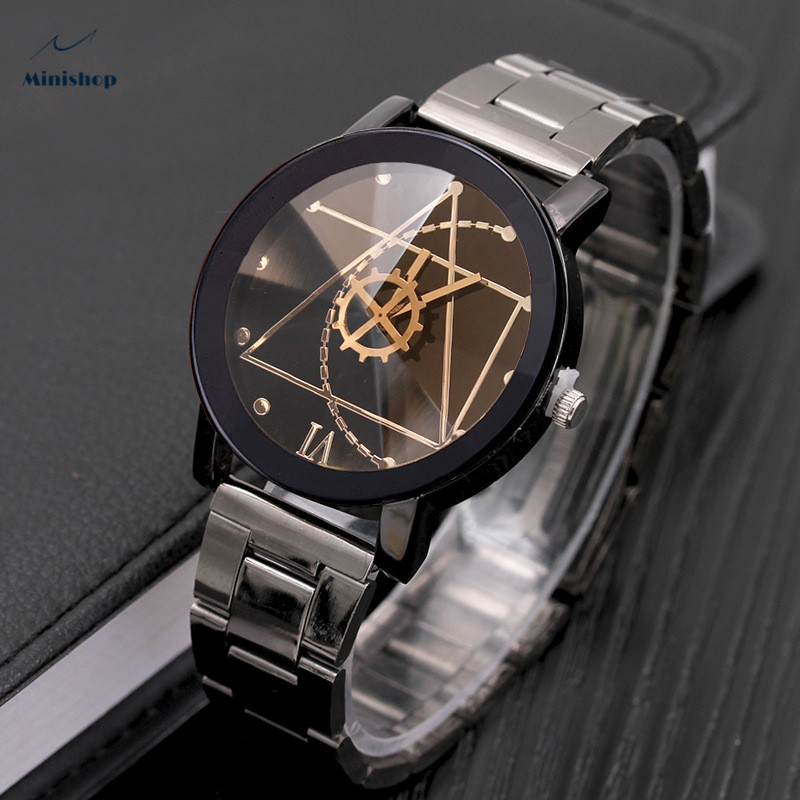 Compass Turntable Gear Steel Strap Men and Women‘'s Watch Lovers Quartz Watch Non-mechanical Watch